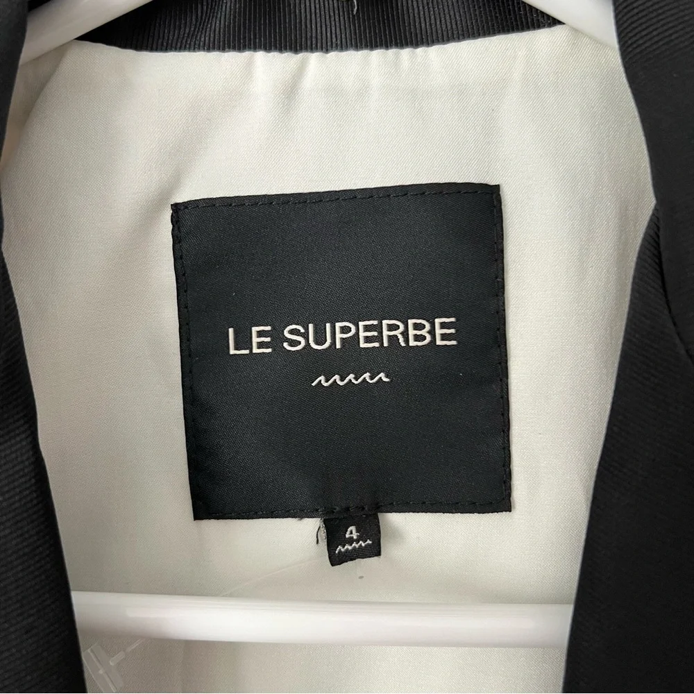 LE SUPERBE Coastal Palm Print Single Breasted Tuxedo Jacket Sz 4 - Picture 5 of 6